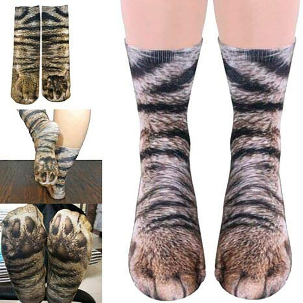 NEW 3D Print Cat Animal Paws Crew Socks-Novelty Funny Gift for Kids Men Women AU