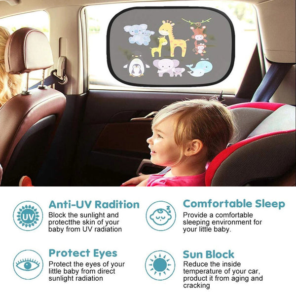2X Animal Universal Car Side Window Sun Shade Visor UV Protector For Baby Kid AU