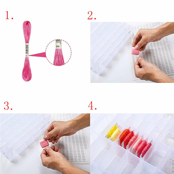 129Pcs Set Embroidery Floss Cross Stitch Organizer Storage Box Thread Bobbins AU