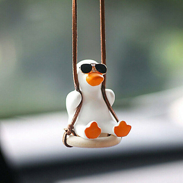 Car Pendant Cute Anime Little Duck Swing Auto Rearview Mirror Hanging Ornament