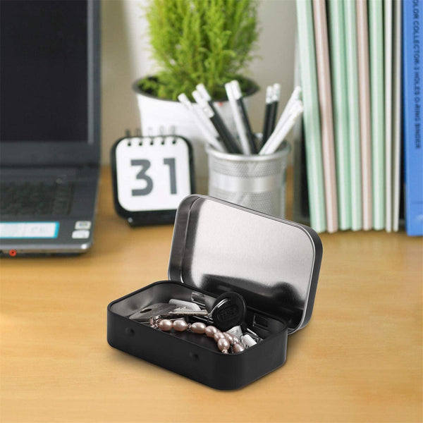 12PCS Storage Box Small Jewelry Candy Coin Key Organizer Tin Box Flip Black Gift