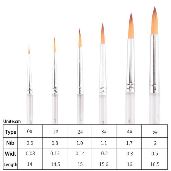 6 Pcs Pro Extra Fine Detail Watercolour Painting Acrylic Miniature Paint Brushes