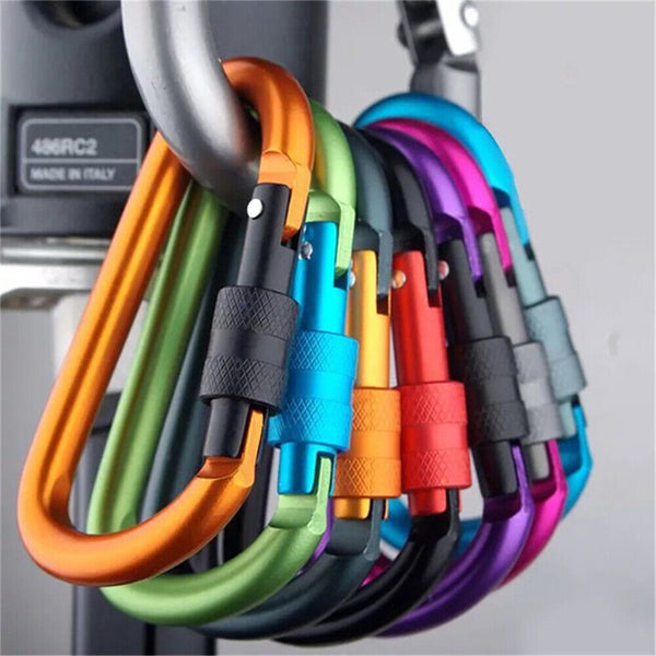 Aluminum Snap Hook Carabiner D-Ring Screw Key Chain Clip Lock Camping Keyring