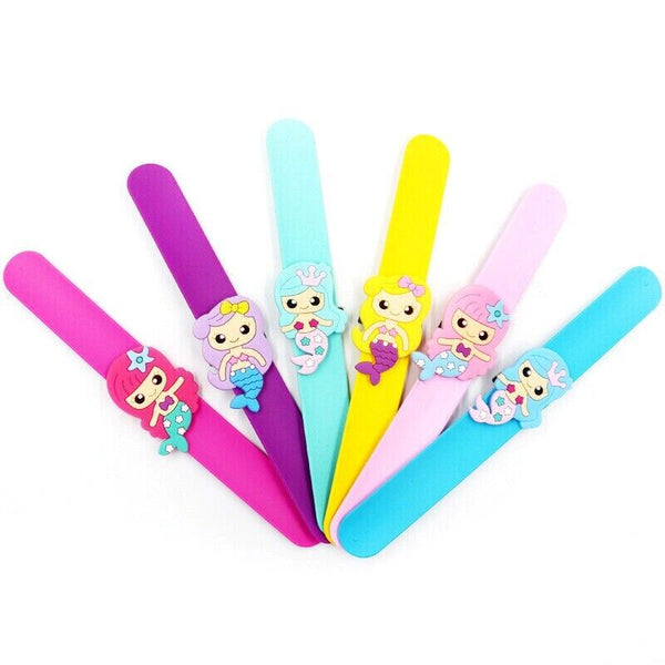 1-6pcs Mermaid Slap Band Bracelet Set Party Supplies Girls Birthday Gifts