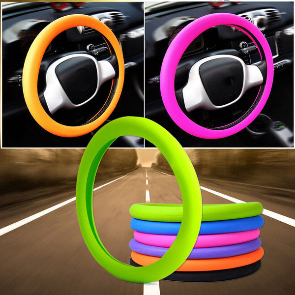 32-40CM Car Steering Wheel Cover Protector Universal Leather Texture Silicone