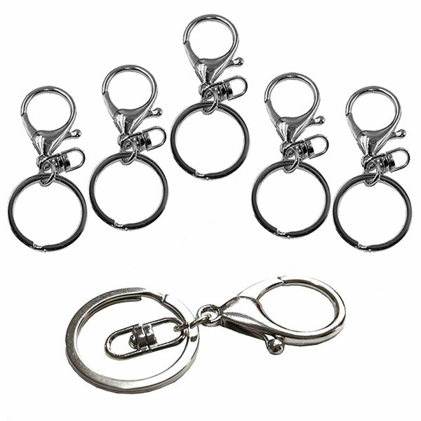 20X Swivel Lobster Clasp Clips Hook Alloy Key Ring Split Keychain Durable DIY AU