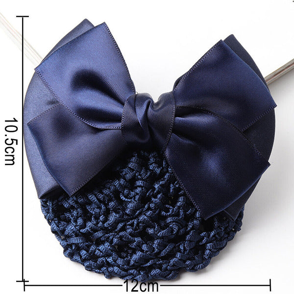 Bowknot Hair Net Accessory Clip Barrette Women Snood Hairnet Bow Bun Cover