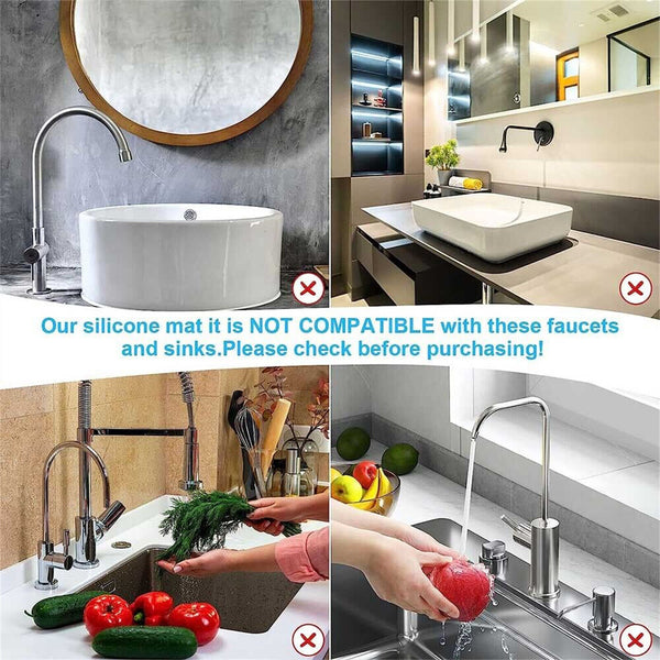 Tray Slip Mat Kitchen Faucet Sink Splash Guard Silicone Drain Pad Water Catcher