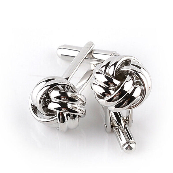 STAINLESS STEEL CUFFLINKS GIFT WEDDING VINTAGE MENS SUPERB TWIST KNOT CUFF LINKS