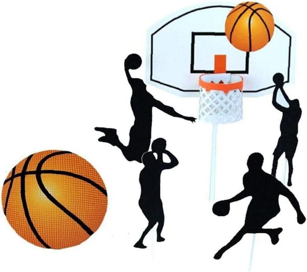 6PCS Basketball Cake Topper Happy Birthday Slam Dunk Basketball Cupcake TopperAU