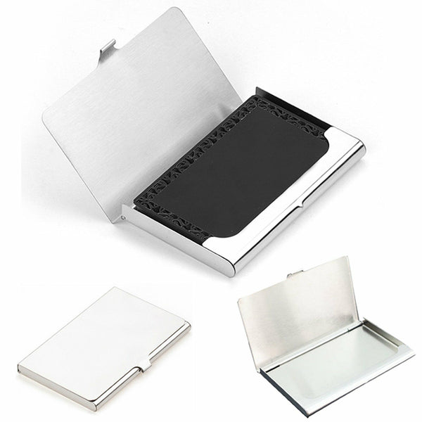 1/4X Stainless Steel Business Card Holder ID Name Credit Case Cover Metal Silver