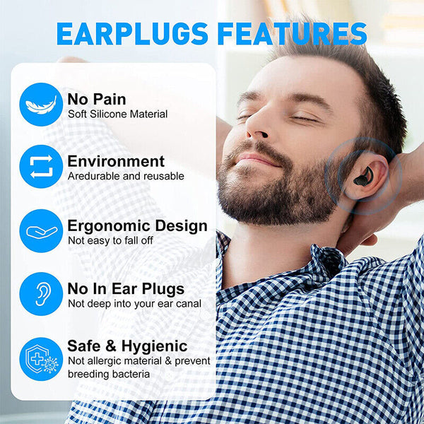 Ultra Soft Silicone Ear Plug Noise Reduction Flexible Reusable Study Sleep Plugs