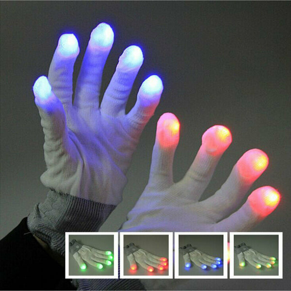 LED Light Gloves Flashing Finger paillette Glow In the dark Party Games - Lets Party