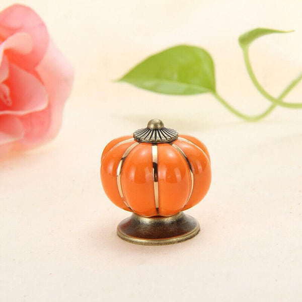 Vintage Ceramic Doorknobs Pumpkin Cupboard Kitchen Cabinet Drawer Pull Handle AU