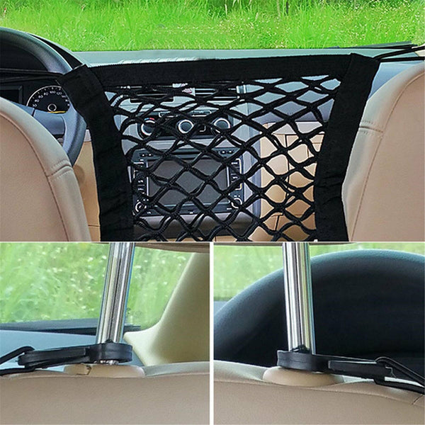 Universal Car Seat Elastic Mesh Net Trunk Cargo Luggage Storage Bag Holder Black