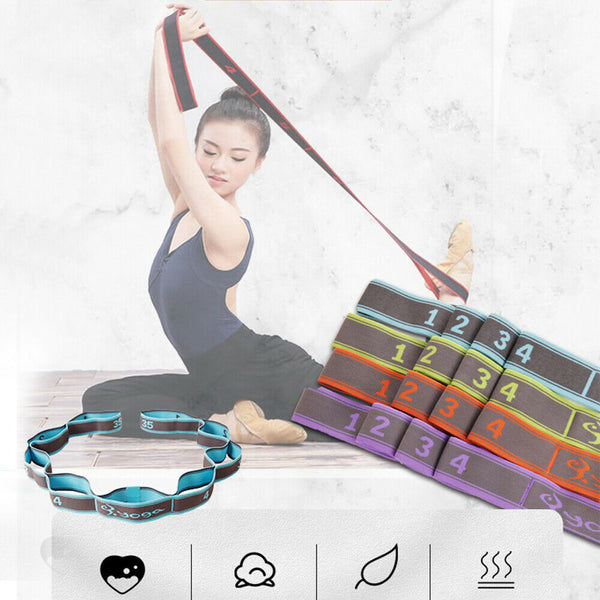 9 Segment Yoga Stretch Strap Training Belt Leg Body Fitness Exercise Gym Elastic - Lets Party