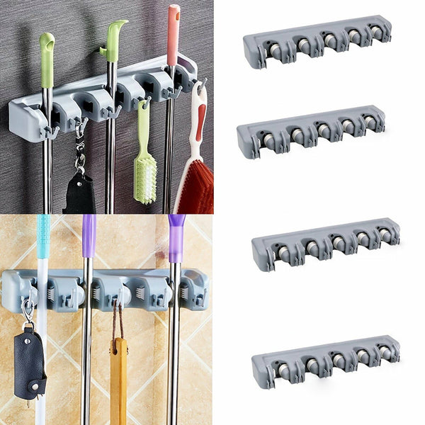 Wall Mounted Kitchen Tool Storage Rack Organizer Holder Brush Mop Broom Hanger