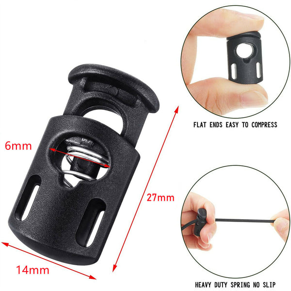 Elastic Adjusting Toggle Spring Buckle Rope Cord Lock Up End Stopper 6MM