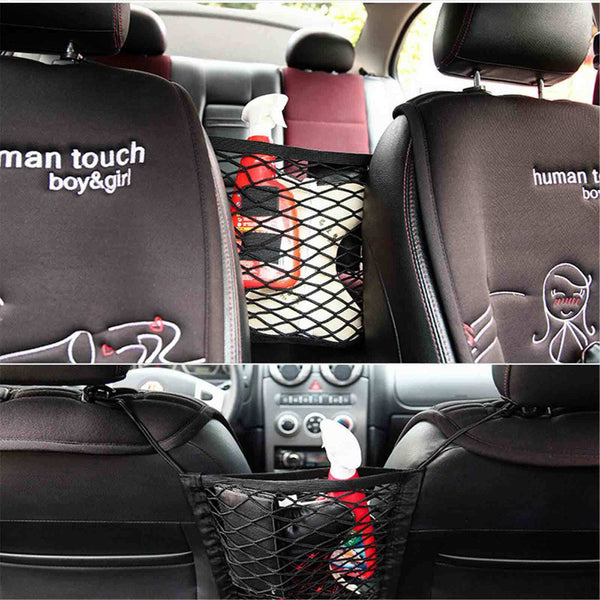 Universal Car Seat Elastic Mesh Net Trunk Cargo Luggage Storage Bag Holder Black