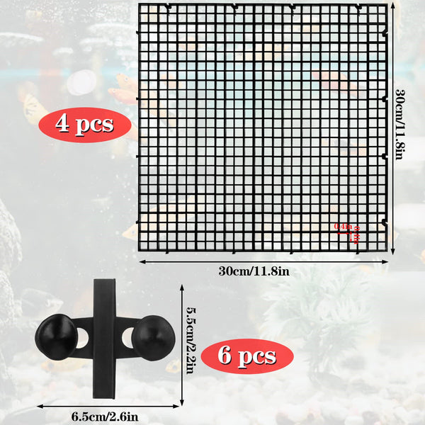 4PCS Fish Tank Grid Divider Tray Filter Bottom Egg Crate Isolate Aquarium Set AU