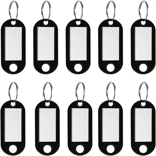 50Pcs Plastic Luggage Key Tags ID Tags Key Rings Key Tag Key Chains Key Black AU