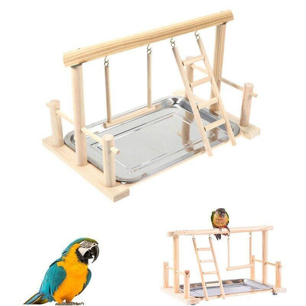 Parrots Wooden Stand Bird Play Activity Center Playground Ladder Perch Gym AU