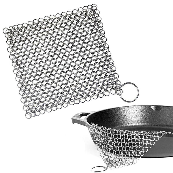 Stainless Steel Cast Iron Cleaner Chain mail Scrubber Cookware Home Kitchen Tool