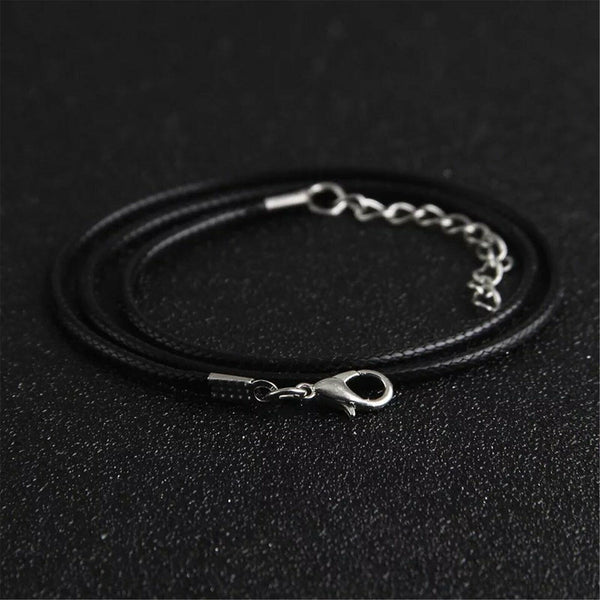 Up100x Black Woven Necklace Rope Leather Cord Stainless Steel Lobster Clasp Bulk