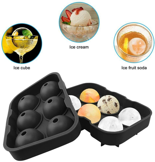 Black Silicone Ice Cube Trays Combo Round Ice Ball Spheres Ice Cube Tray Mold Mould - Lets Party