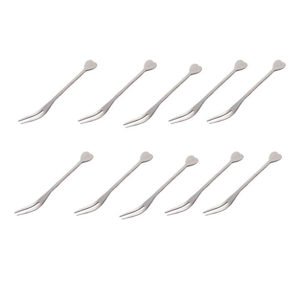 10PCS Appetizer Dessert Forks Stainless Steel Mini Salad Fruit Cake Cocktail - Lets Party