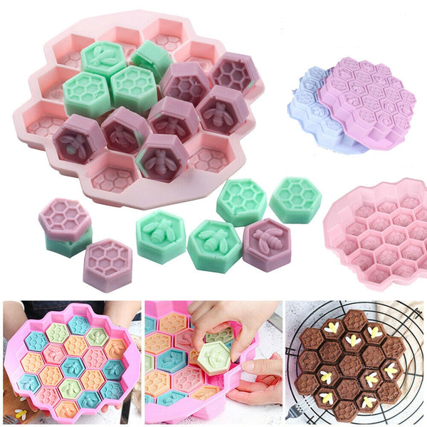Silicone Bee Honeycomb Cake Mould Chocolate Soap Candle Bakeware Mold - Lets Party
