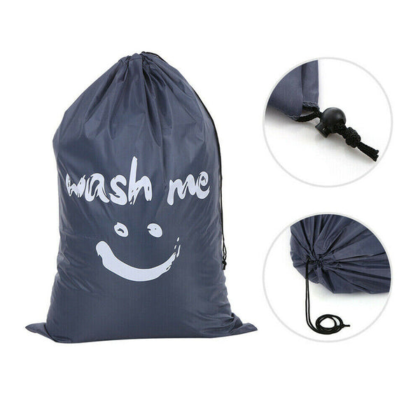 Grey Laundry Bag Travel For Dirty Clothes Camping Drawstring Closure Washing Machines - Lets Party