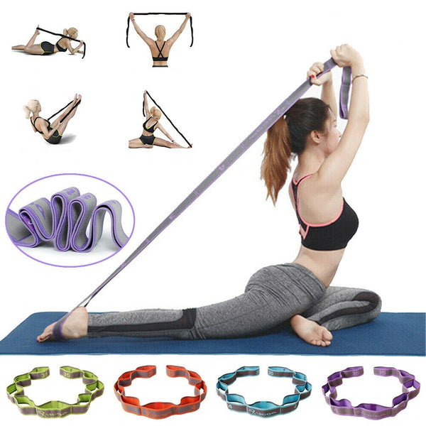 9 Segment Yoga Stretch Strap Training Belt Leg Body Fitness Exercise Gym Elastic - Lets Party