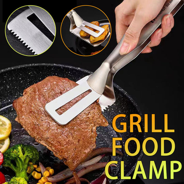 Barbecue Grill Food Clip Ice Tong Meat Salad Clamp Stainless Steel BBQ Tongs