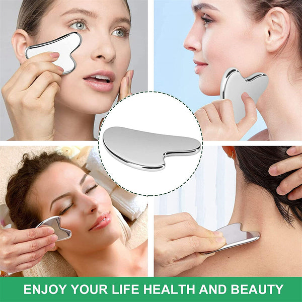 Stainless Steel Gua Sha Massage Tool Facial Scraper Eye Roller Shaping Massager