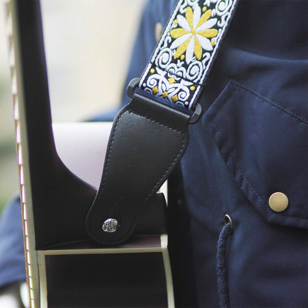 Adjustable Guitar Strap Embroidery Thickening Electric Acoustic Guitar Bass Belt