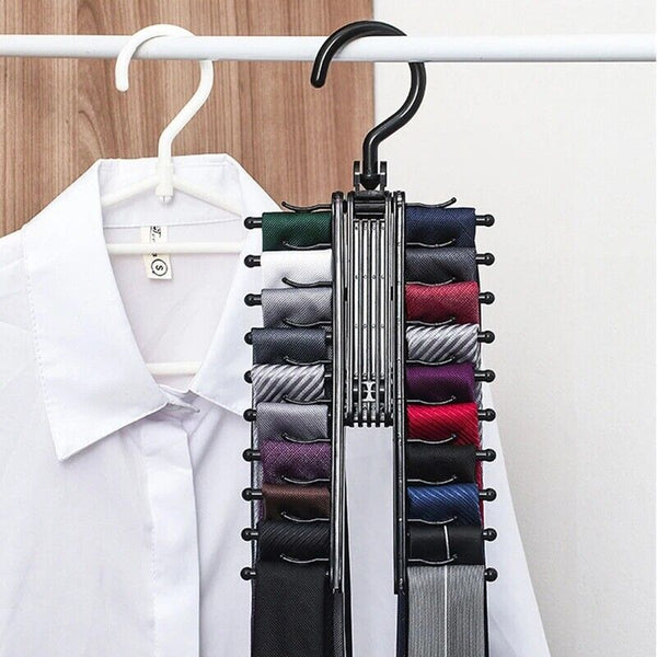 Adjustable NEW Scarf 20 Tie Home Hanger Rack 360° Rotating Holder Compact Belt