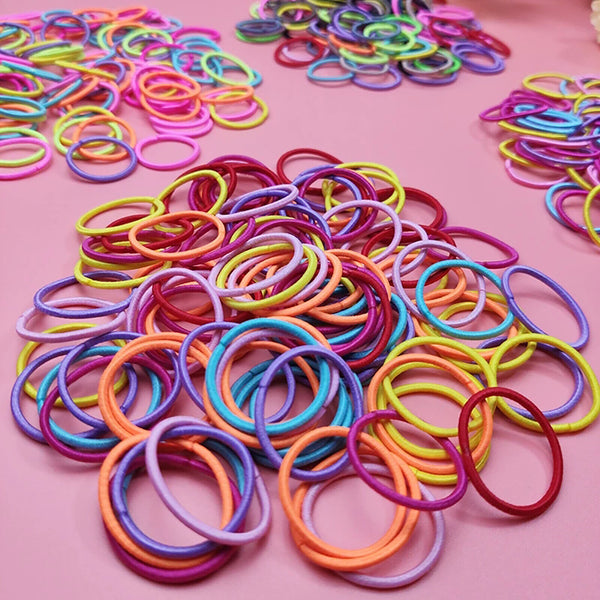 UP 1000PCS Hair Ties Elastic Band Snagless Ponytail Tie School Bubbles Colourful