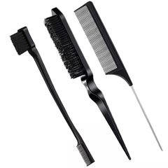 Teasing Brush Set 3pc – Slick Brush, Edge Brush and Bristle Styling Comb
