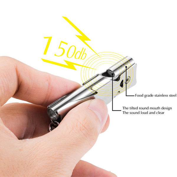 Double Tube Survival Emergency SOS Stainless Steel Outdoor Whistle Lifesaving