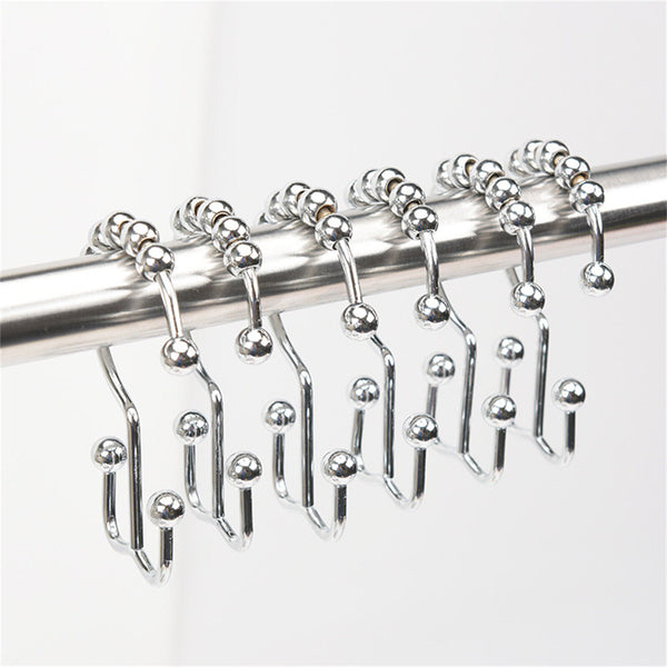 UP 120PCS Shower Curtain Hook Rust Shower Metal Double Glide Roller Shower Hooks