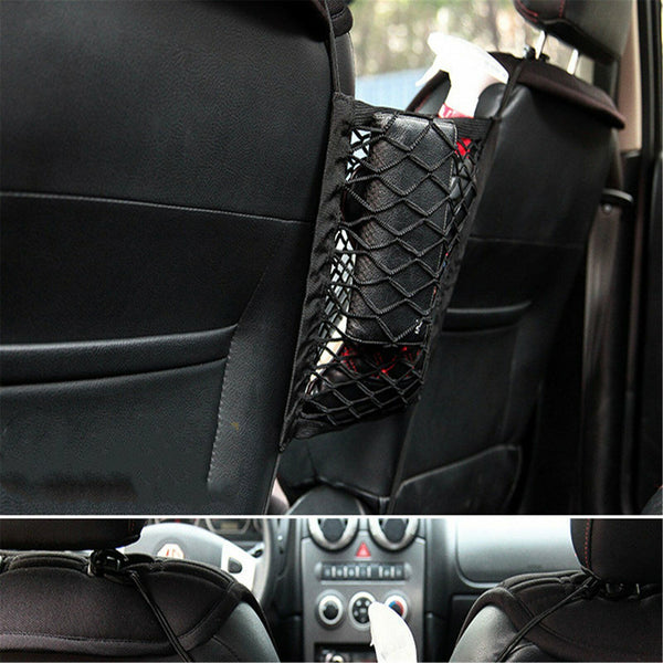 Universal Car Seat Elastic Mesh Net Trunk Cargo Luggage Storage Bag Holder Black