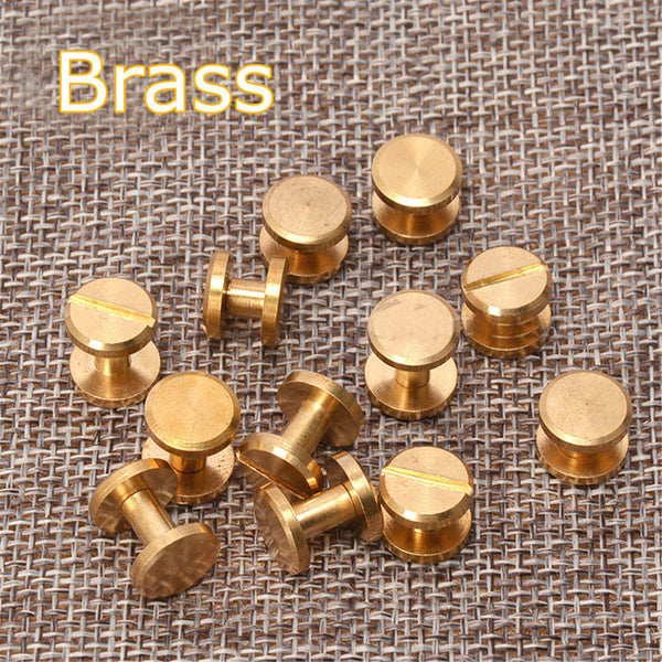 20x Belt Screw Leather Craft Chicago Nail Brass Rivets Stud Head Wallet Round AU