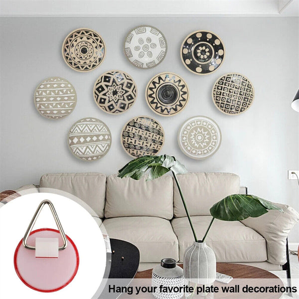 Disc Plate Hangers Picture Hanging Self Adhesive Stick on Invisible Hooks