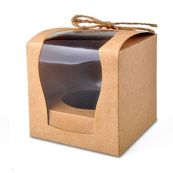 12pcs Cupcake Boxes Xmas Party Single Cake Packaging Gift Box Window Face
