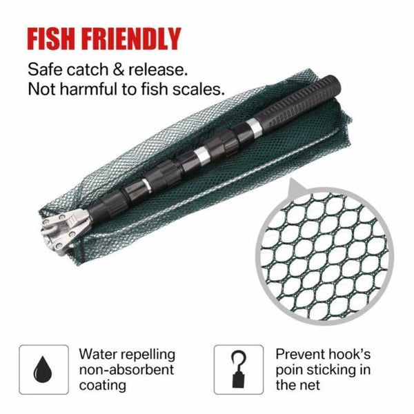 Telescopic Folding Aluminum Handle Fishing Landing Net 3 Section Extending Pole