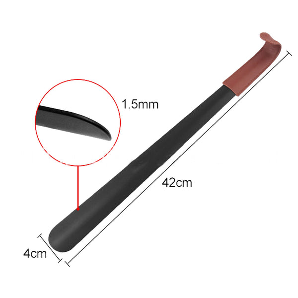 42cm Shoe Horn Long Leather Metal Handle Shoehorn Stainless Steel Lifter Tool AU