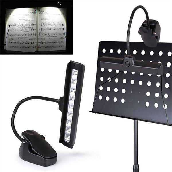 9 LED Flexible Clip-on Music Stand Reading Light Bed Table Desk Lamp Black