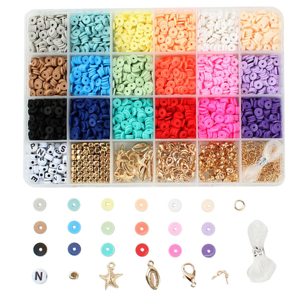 3928X Flat Polymer Clay Beads Spacer for DIY Bracelets Jewelry Making Plastic AU