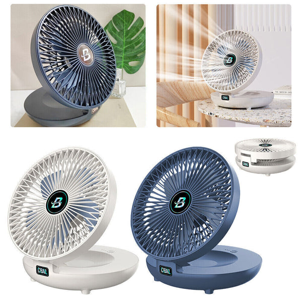 3 Speed Household Wall Hanging Fan Dual Use Rechargeable Kitchen Fan Foldable